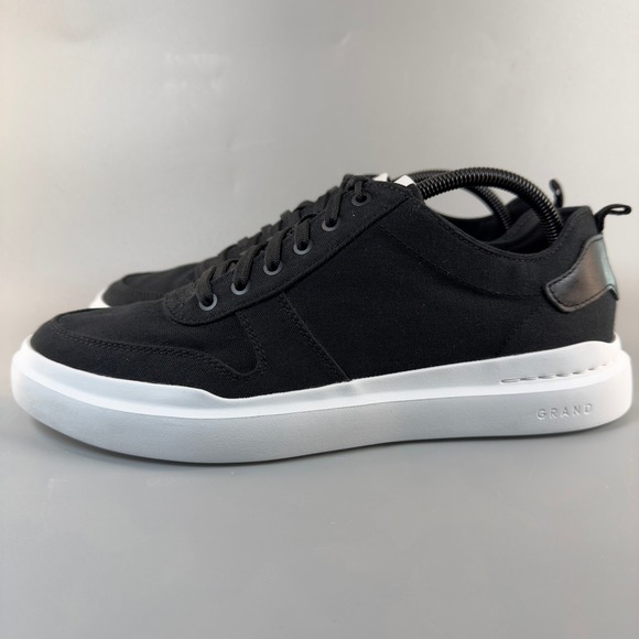 Cole Haan GrandPro Canvas Court Mens 9.5 9 1/2 Dress Sneakers Black White Shoes - Picture 4 of 16